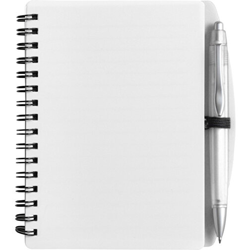 Notizbuch Aus Kunststoff Kimora , weiß, Metall, Papier, PP 0.7mm, 14,80cm x 1,30cm x 13,00cm (Länge x Höhe x Breite), Bild 1