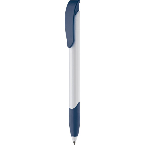 Kugelschreiber Apollo Hardcolour , weiß / dunkelblau, ABS, 14,70cm (Länge), Bild 1