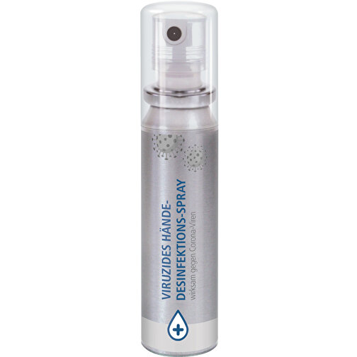 Hände-Desinfektionsspray (DIN EN 1500), 20 Ml, No Label Look (Alu Look) , Recyceltes Aluminium & PP (Kappe), 2,20cm x 10,40cm x 2,20cm (Länge x Höhe x Breite), Bild 1