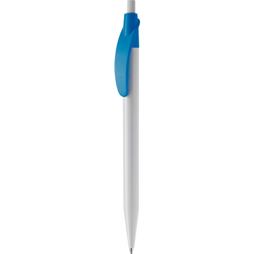 Kugelschreiber Cosmo Hardcolour , weiss / hellblau, ABS, 14,50cm (Länge), Bild 1