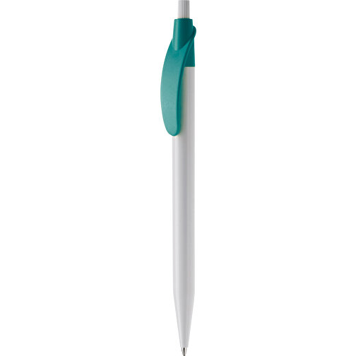 Kugelschreiber Cosmo Hardcolour , weiß / türkis, ABS, 14,50cm (Länge), Bild 1