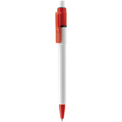 Kugelschreiber Baron Colour Hardcolour , weiß / rot, ABS, 13,30cm (Länge), Bild 1