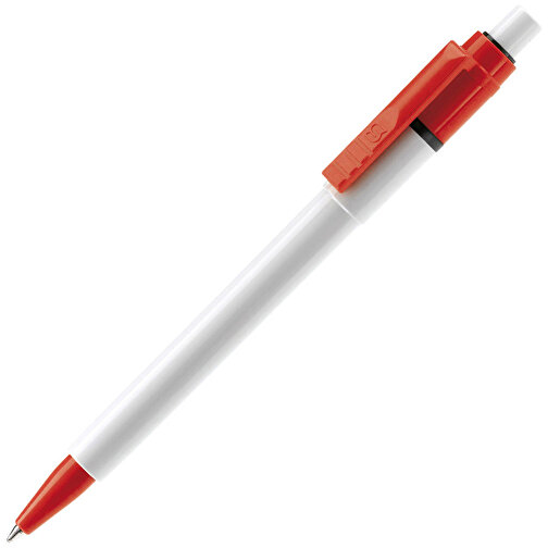 Kugelschreiber Baron Colour Hardcolour , weiss / rot, ABS, 13,30cm (Länge), Bild 2