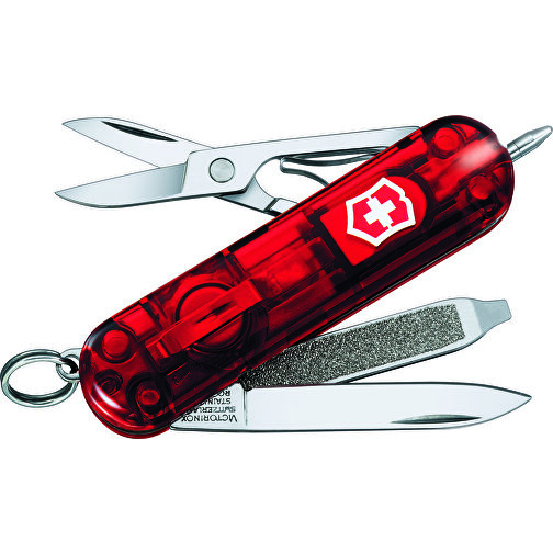 SIGNATURELITE - Victorinox Schweizer Messer , Victorinox, transparent rot, hochlegierter, rostfreier Stahl, 5,80cm x 1,20cm x 1,80cm (Länge x Höhe x Breite), Bild 2