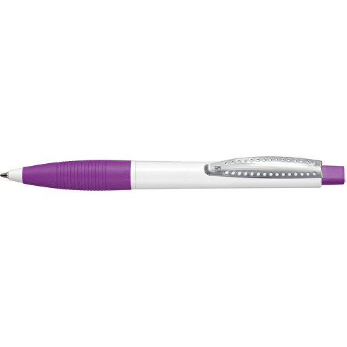 Kugelschreiber CLUB , Ritter-Pen, violett/weiß, ABS-Kunststoff, 14,20cm (Länge), Bild 3