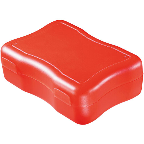 Brotzeitdose 'Wave', Groß , standard-rot, Kunststoff, 17,80cm x 6,00cm x 12,20cm (Länge x Höhe x Breite), Bild 1