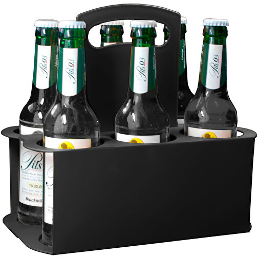 Bierflaschenträger 'Take 6' , schwarz, Kunststoff, 27,00cm x 25,70cm x 17,40cm (Länge x Höhe x Breite), Bild 1