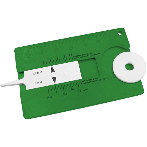 Reifenprofilmesser 'Card' , standard-grün, Kunststoff, 8,20cm x 0,40cm x 5,10cm (Länge x Höhe x Breite), Bild 1