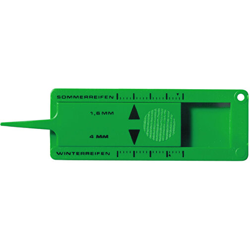 Schlüsselanhänger 'Reifenprofilmesser' , standard-grün, Kunststoff, 6,00cm x 0,40cm x 2,20cm (Länge x Höhe x Breite), Bild 1