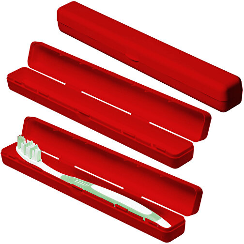 Schutzbox 'Zahnbürste' , standard-rot, Kunststoff, 20,50cm x 2,40cm x 2,60cm (Länge x Höhe x Breite), Bild 1