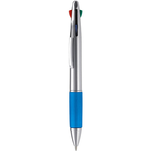 Kugelschreiber Mit 4 Schreibfarben , silber / blau, ABS, 13,70cm (Länge), Bild 1