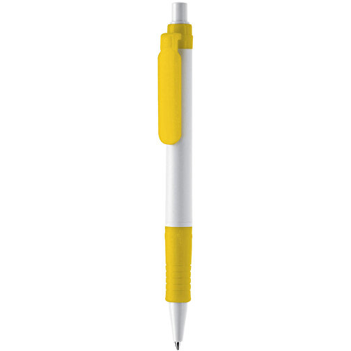 Kugelschreiber Vegetal Pen Hardcolour , weiß / gelb, PLA, 13,70cm (Länge), Bild 1