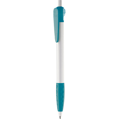 Kugelschreiber Cosmo Grip HC , weiss / türkis, ABS, 14,70cm (Länge), Bild 1