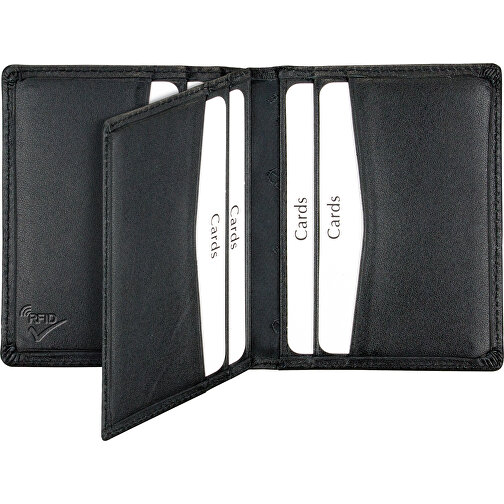 Kartenetui Mit RFID Folie , schwarz, Rindnappaleder, 10,00cm x 8,00cm (Länge x Breite), Bild 1