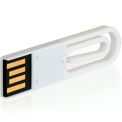 USB-Stick CLIP IT! 2GB , Promo Effects MB , weiß MB , 2 GB , Kunststoff MB , 3 - 10 MB/s MB , 5,30cm x 1,28cm (Länge x Breite), Bild 2