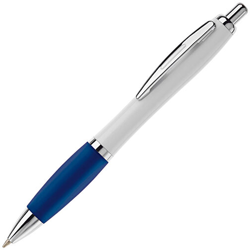 Kugelschreiber Hawaï Weiss , weiss / dunkelblau, ABS & Metall, 14,00cm (Länge), Bild 2