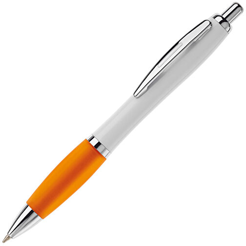 Kugelschreiber Hawaï Weiss , weiss / orange, ABS & Metall, 14,00cm (Länge), Bild 2