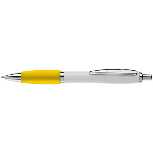 Kugelschreiber Hawaï Weiss , weiss / gelb, ABS & Metall, 14,00cm (Länge), Bild 3