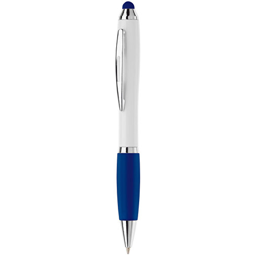 Kugelschreiber Hawaï Stylus Weiss , weiss / dunkelblau, ABS, 13,50cm (Länge), Bild 1