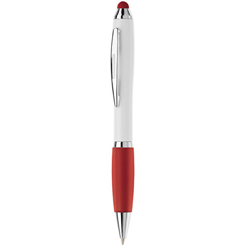 Kugelschreiber Hawaï Stylus Weiss , weiss / rot, ABS, 13,50cm (Länge), Bild 1
