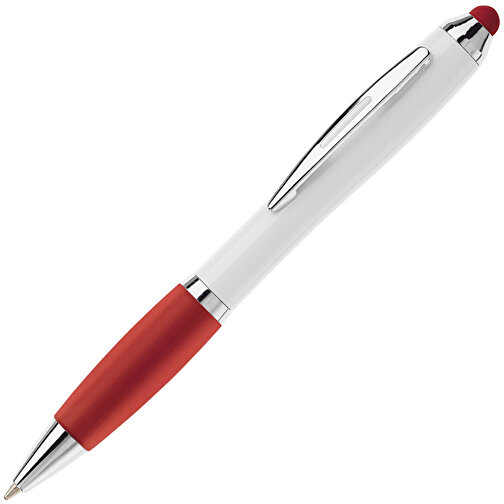 Kugelschreiber Hawaï Stylus Weiß , weiß / rot, ABS, 13,50cm (Länge), Bild 2