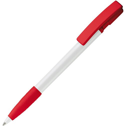 Kugelschreiber Nash Hardcolour Mit Gummigriff , weiss / rot, ABS, 14,50cm (Länge), Bild 2
