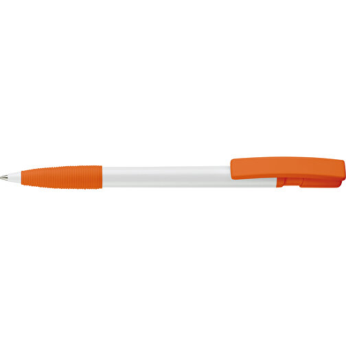 Kugelschreiber Nash Hardcolour Mit Gummigriff , weiss / orange, ABS, 14,50cm (Länge), Bild 3