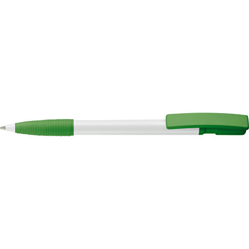 Kugelschreiber Nash Hardcolour Mit Gummigriff , weiss / grün, ABS, 14,50cm (Länge), Bild 3