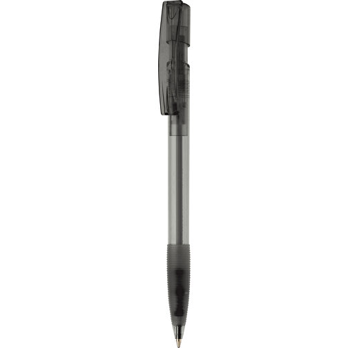 Kugelschreiber Nash Transparent Mit Gummigriff , transparent schwarz, ABS, 14,50cm (Länge), Bild 1