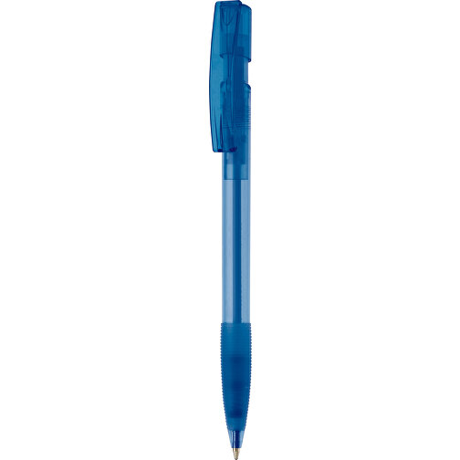 Kugelschreiber Nash Transparent Mit Gummigriff , transparent blau, ABS, 14,50cm (Länge), Bild 1