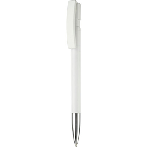 Kugelschreiber Nash Hardcolour Mit Metallspitze , weiss / weiss, ABS & Metall, 14,50cm (Länge), Bild 1