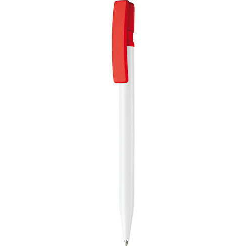 Kugelschreiber Nash Hardcolour , weiß / rot, ABS, 14,50cm (Länge), Bild 1