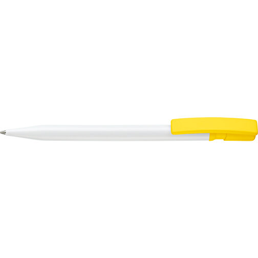 Kugelschreiber Nash Hardcolour , weiss / gelb, ABS, 14,50cm (Länge), Bild 3