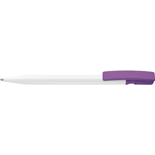 Kugelschreiber Nash Hardcolour , weiss / purple, ABS, 14,50cm (Länge), Bild 3