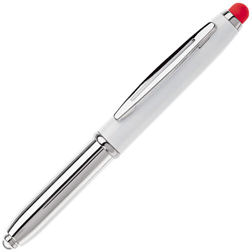 Stylus Kugelschreiber Shine , weiß / rot, ABS chrombeschichtet & Aluminium, 12,40cm (Länge), Bild 2