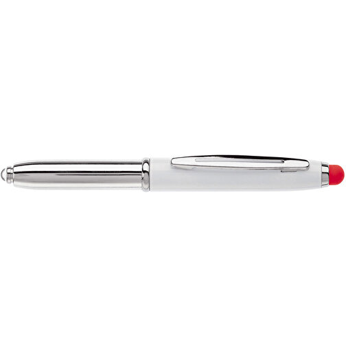 Stylus Kugelschreiber Shine , weiß / rot, ABS chrombeschichtet & Aluminium, 12,40cm (Länge), Bild 3