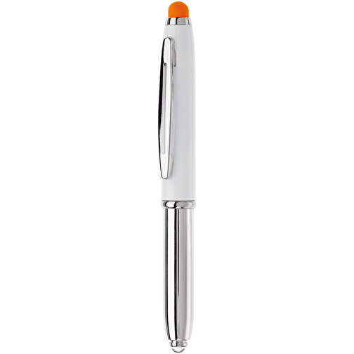 Stylus Kugelschreiber Shine , weiß / orange, ABS chrombeschichtet & Aluminium, 12,40cm (Länge), Bild 1