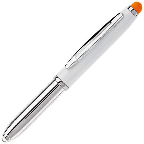 Stylus Kugelschreiber Shine , weiß / orange, ABS chrombeschichtet & Aluminium, 12,40cm (Länge), Bild 2