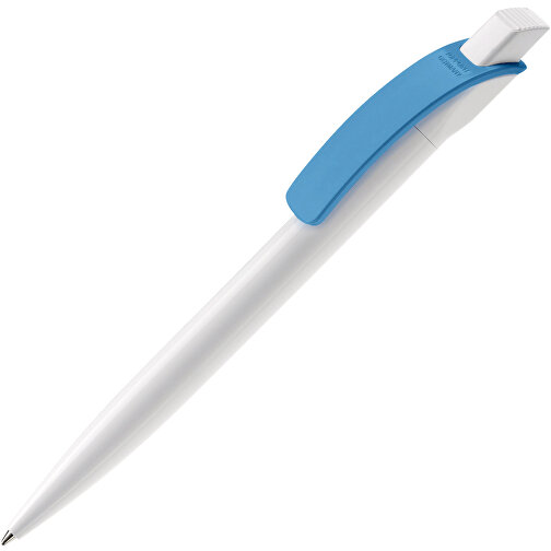 Kugelschreiber Cube Hardcolour , weiß / hellblau, ABS, 14,70cm (Länge), Bild 2
