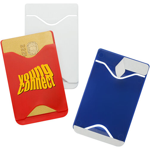 Kartenhalter, Selbstklebend , blau, PP, 9,30cm x 0,40cm x 5,70cm (Länge x Höhe x Breite), Bild 2