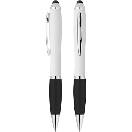 Touchscreen-Drehkugelschreiber 'Neptun' , weiß, schwarz, ABS, 13,50cm (Länge), Bild 1