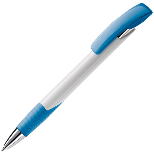 Kugelschreiber Zorro Hardcolour , weiss / hellblau, ABS & Metall, 14,50cm (Länge), Bild 2