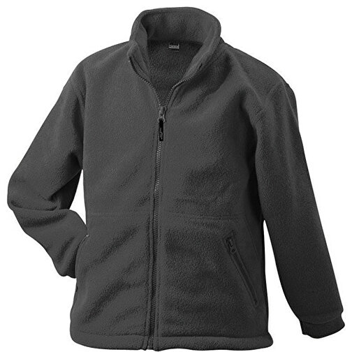 Full-Zip Fleece Junior , James Nicholson, dark-grau, 100% Polyester, L (134/140), , Bild 1