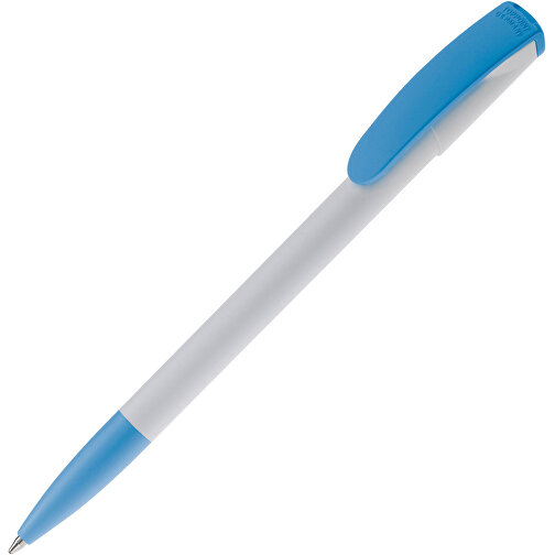 Kugelschreiber Deniro Hardcolour , weiss / hellblau, ABS, 14,30cm (Länge), Bild 2