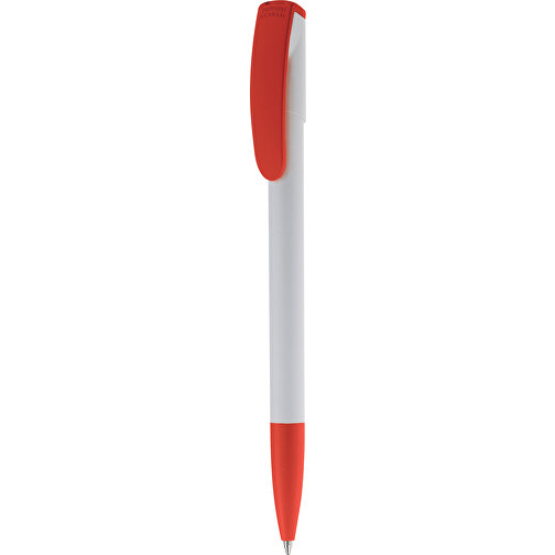 Kugelschreiber Deniro Hardcolour , weiß / rot, ABS, 14,30cm (Länge), Bild 1