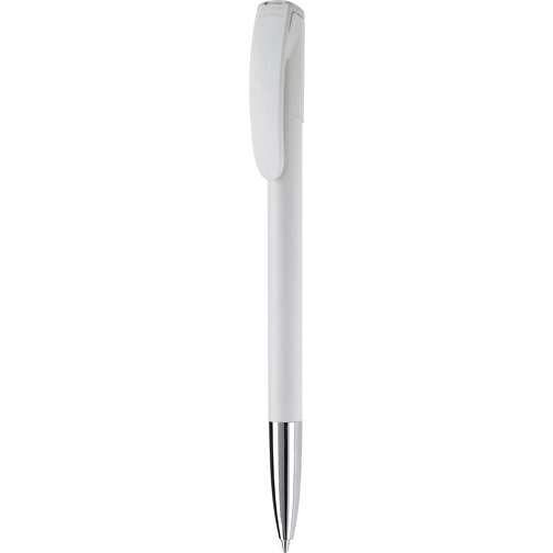 Kugelschreiber Deniro Mit Metallspitze Hardcolour , weiss / weiss, ABS & Metall, 14,30cm (Länge), Bild 1