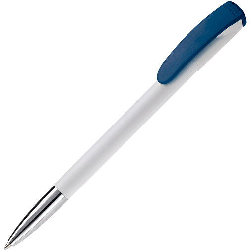 Kugelschreiber Deniro Mit Metallspitze Hardcolour , weiss / dunkelblau, ABS & Metall, 14,30cm (Länge), Bild 2