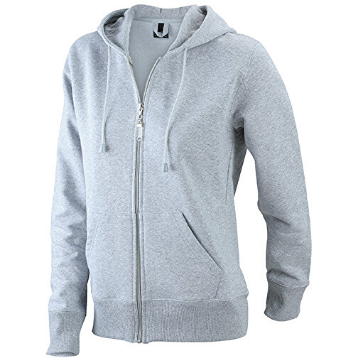Ladies’ Hooded Jacket , James Nicholson, grau-heather, 80% Baumwolle, ringgesponnen, 20% Polyester, M, , Bild 1