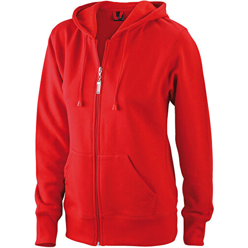 Ladies’ Hooded Jacket , James Nicholson, rot, 80% Baumwolle, ringgesponnen, 20% Polyester, S, , Bild 1