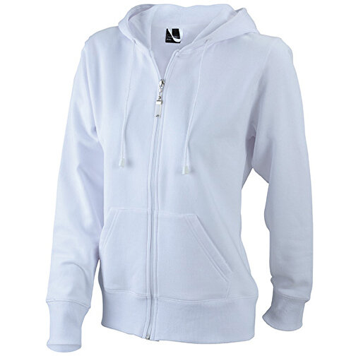 Ladies’ Hooded Jacket , James Nicholson, weiß, 80% Baumwolle, ringgesponnen, 20% Polyester, S, , Bild 1